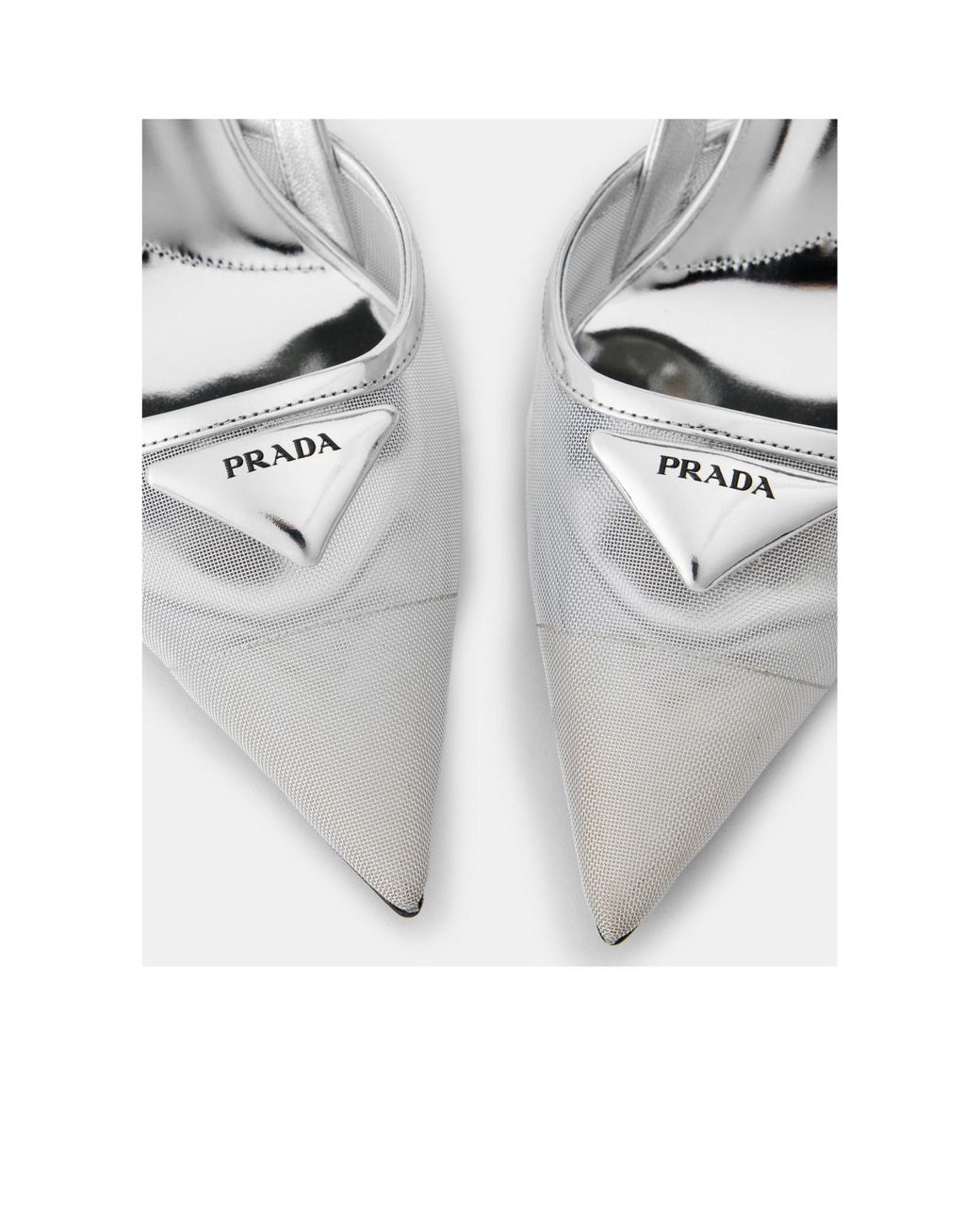 Prada White Mirror Pointed Slingback Pumps
