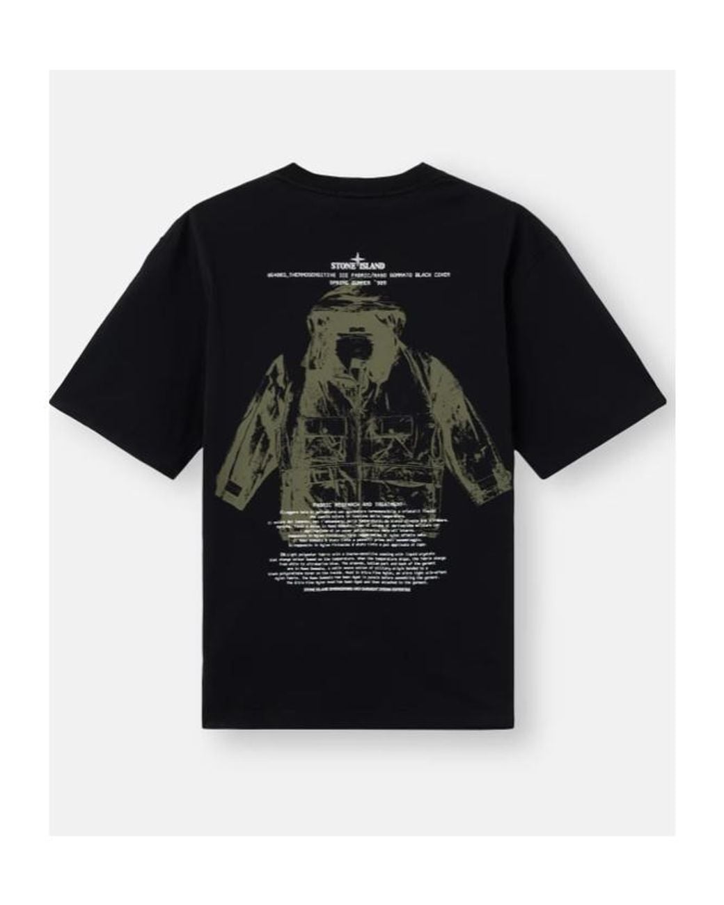 Stone Island Black Logo Printed Crewneck T-Shirt for men