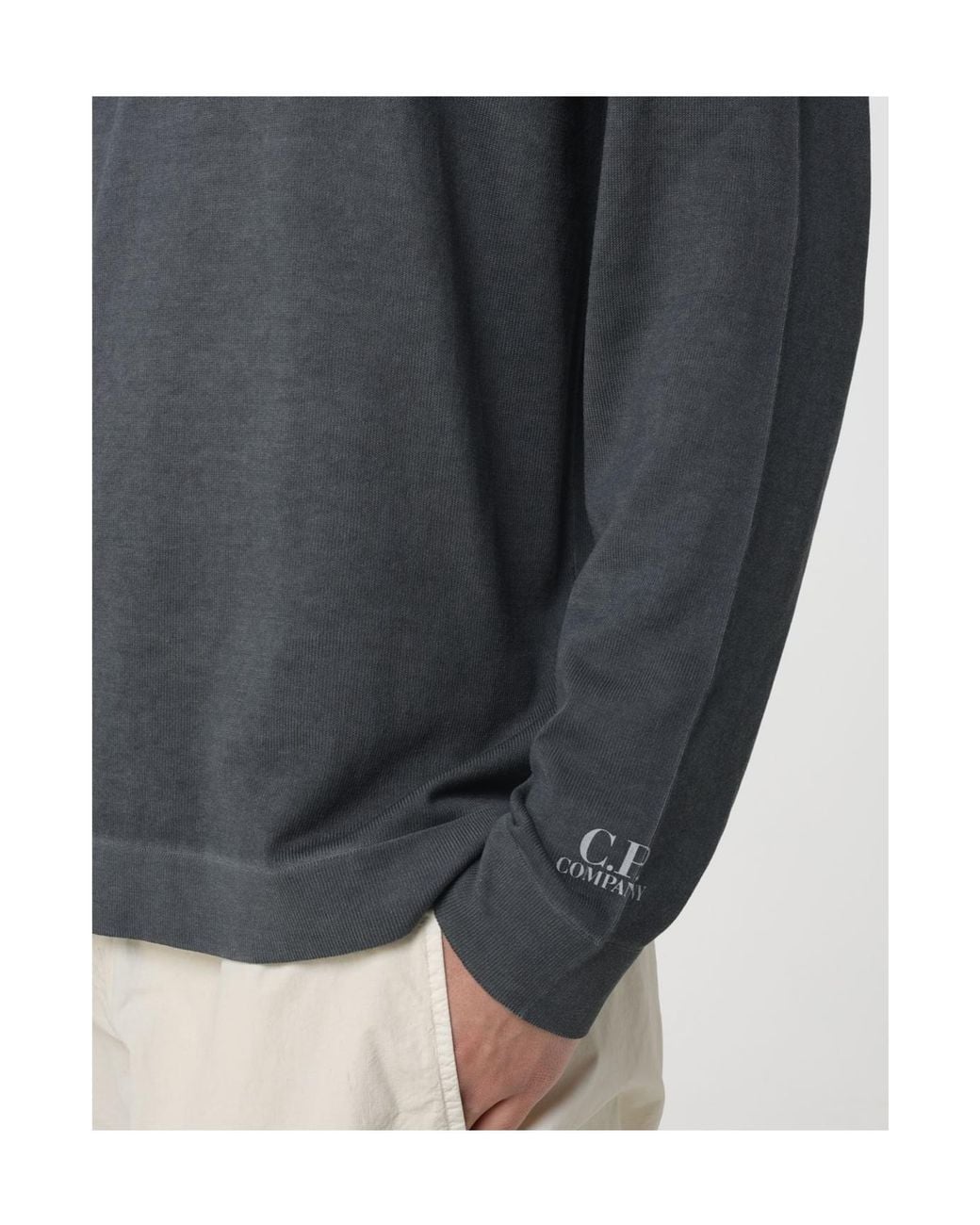 C P Company Blue Cotton Crepe Double Dyed Crewneck Sweater for men
