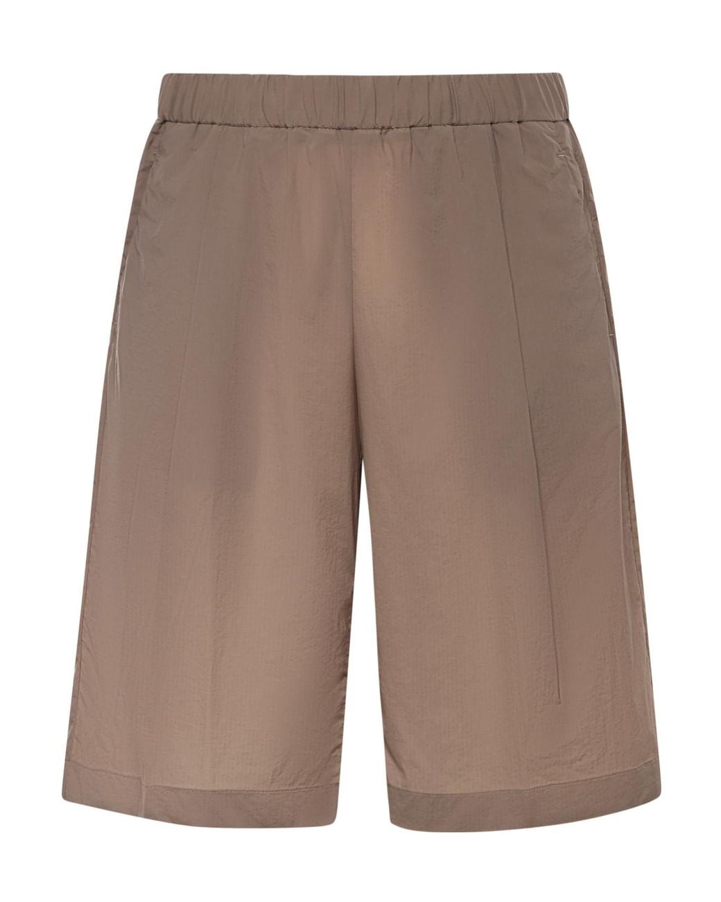 Herno Brown Pleated Elastic-Waist Shorts for men