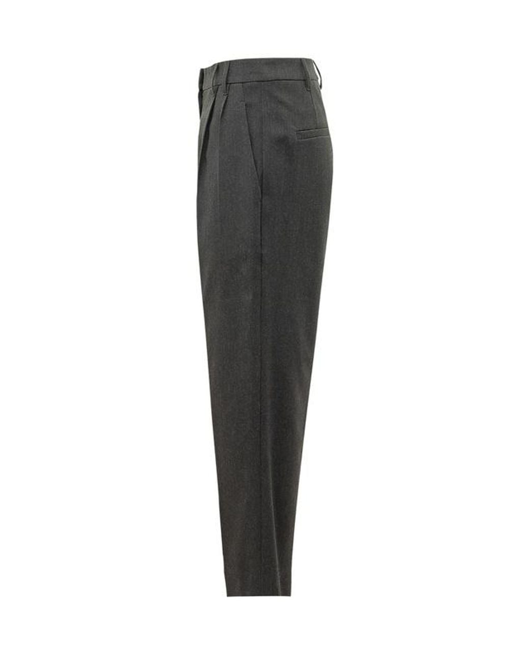Brunello Cucinelli Gray Pleated Straight Leg Pants