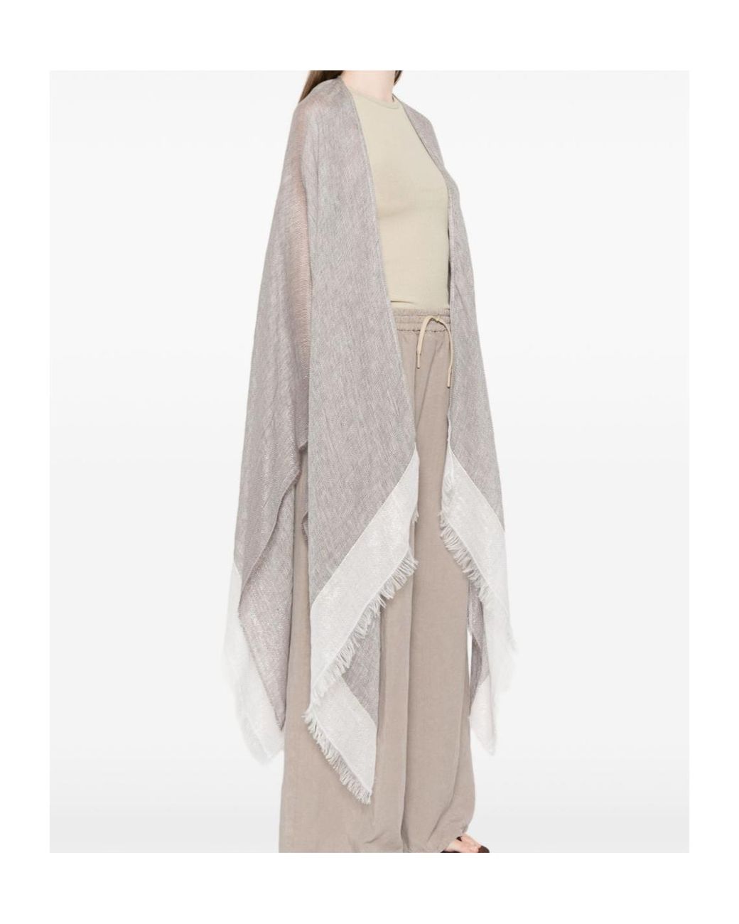 Fabiana Filippi Gray Frayed Open Cape
