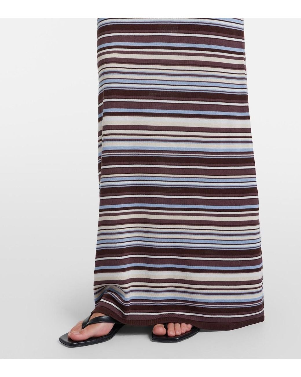 AYA MUSE Purple Knit Striped Midi Skirt