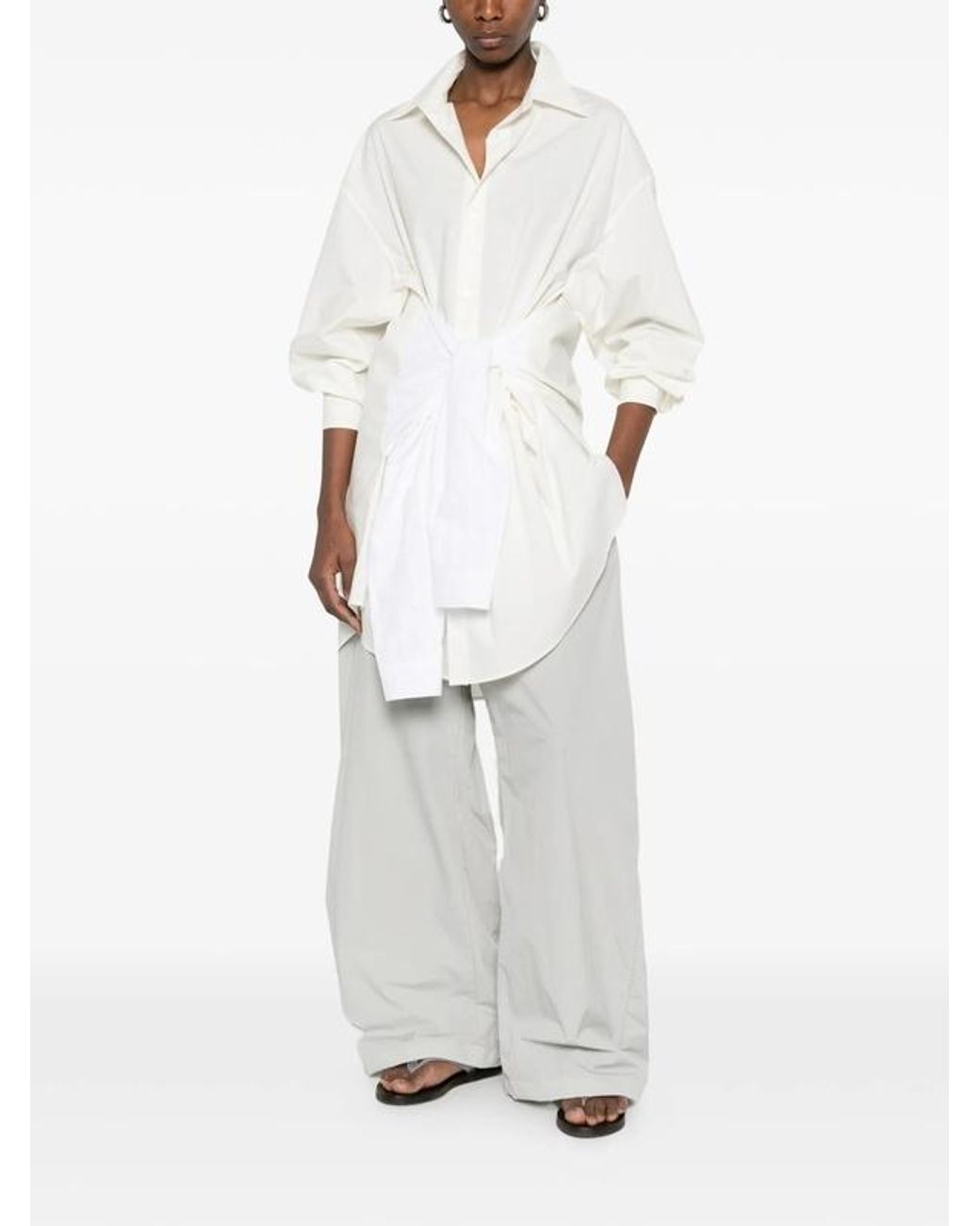 MM6 by Maison Margiela Gray Elasticated-Waist Wide-Leg Trousers