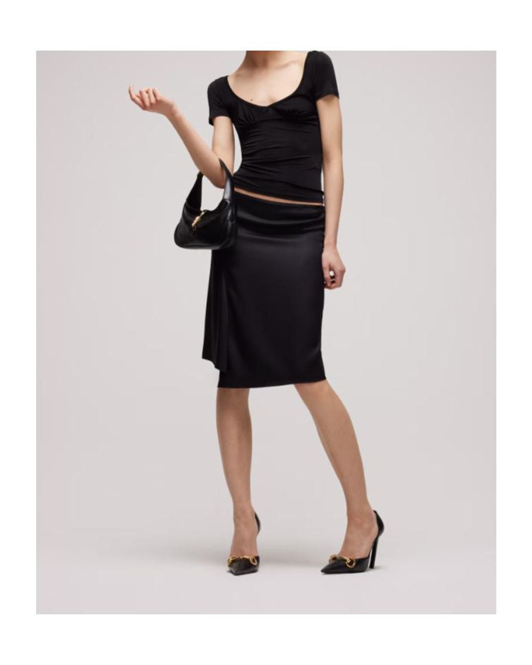 Gucci Black Silk Duchesse Skirt