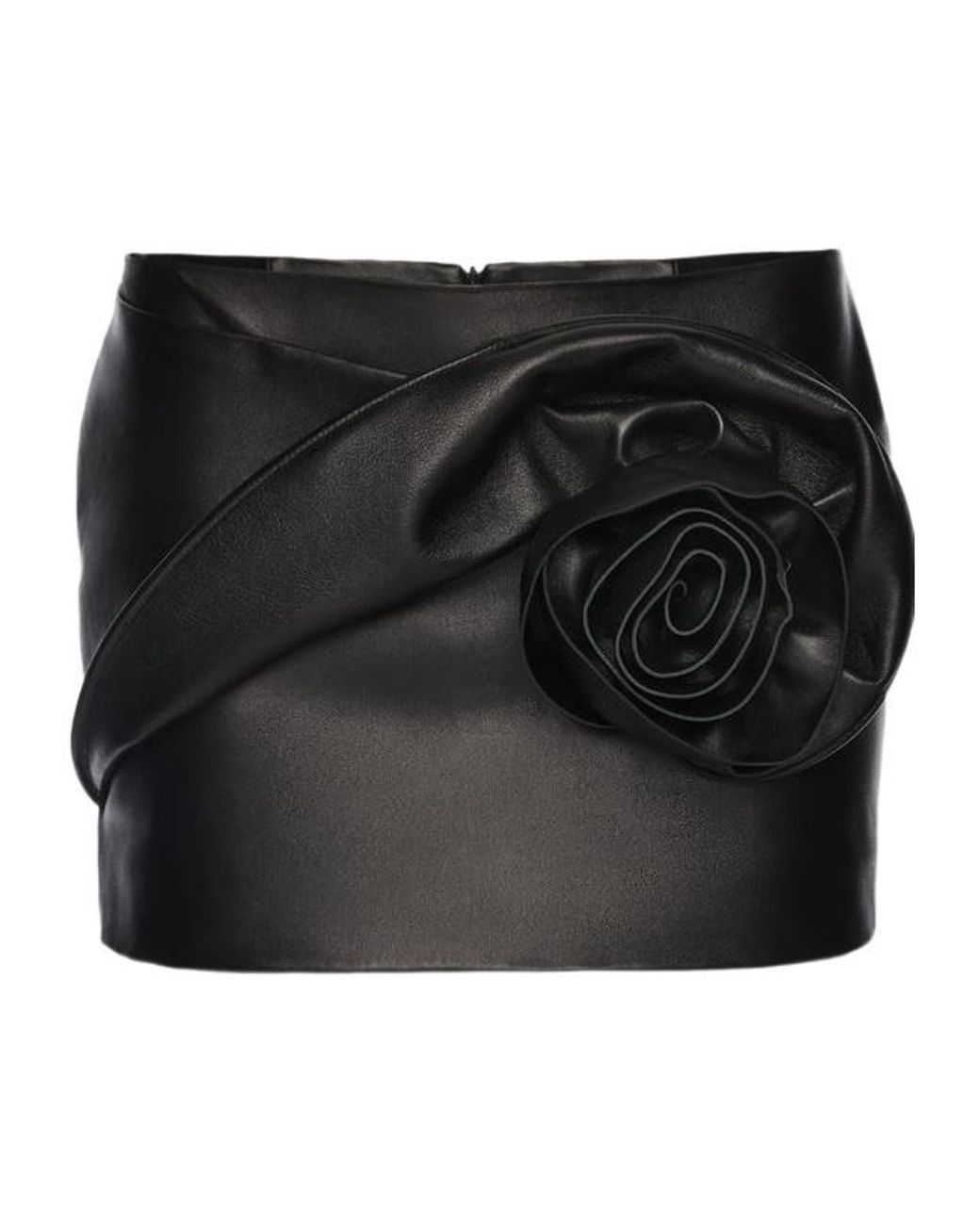 Magda Butrym Black Draped Rose Mini Skirt