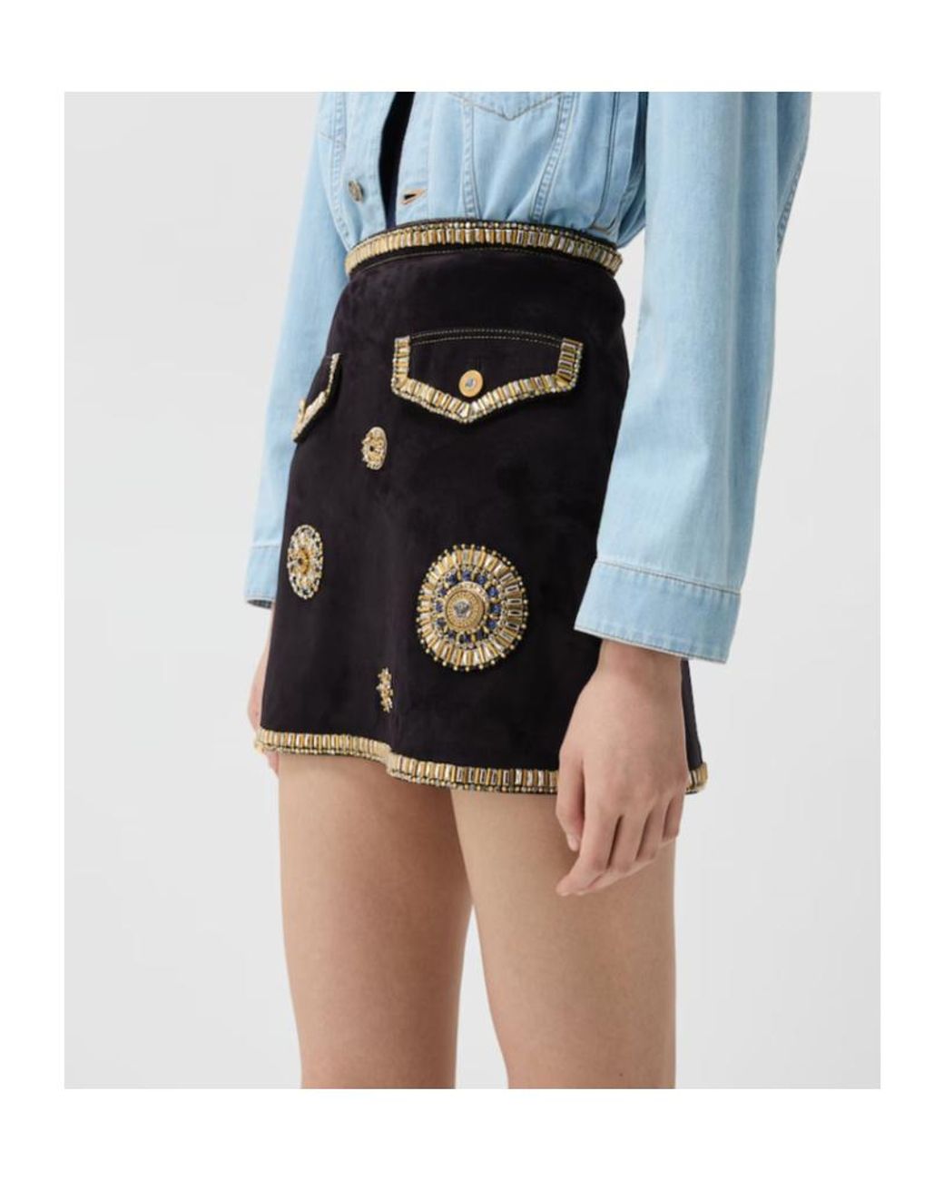 Versace Black Embroidered Mini Skirt