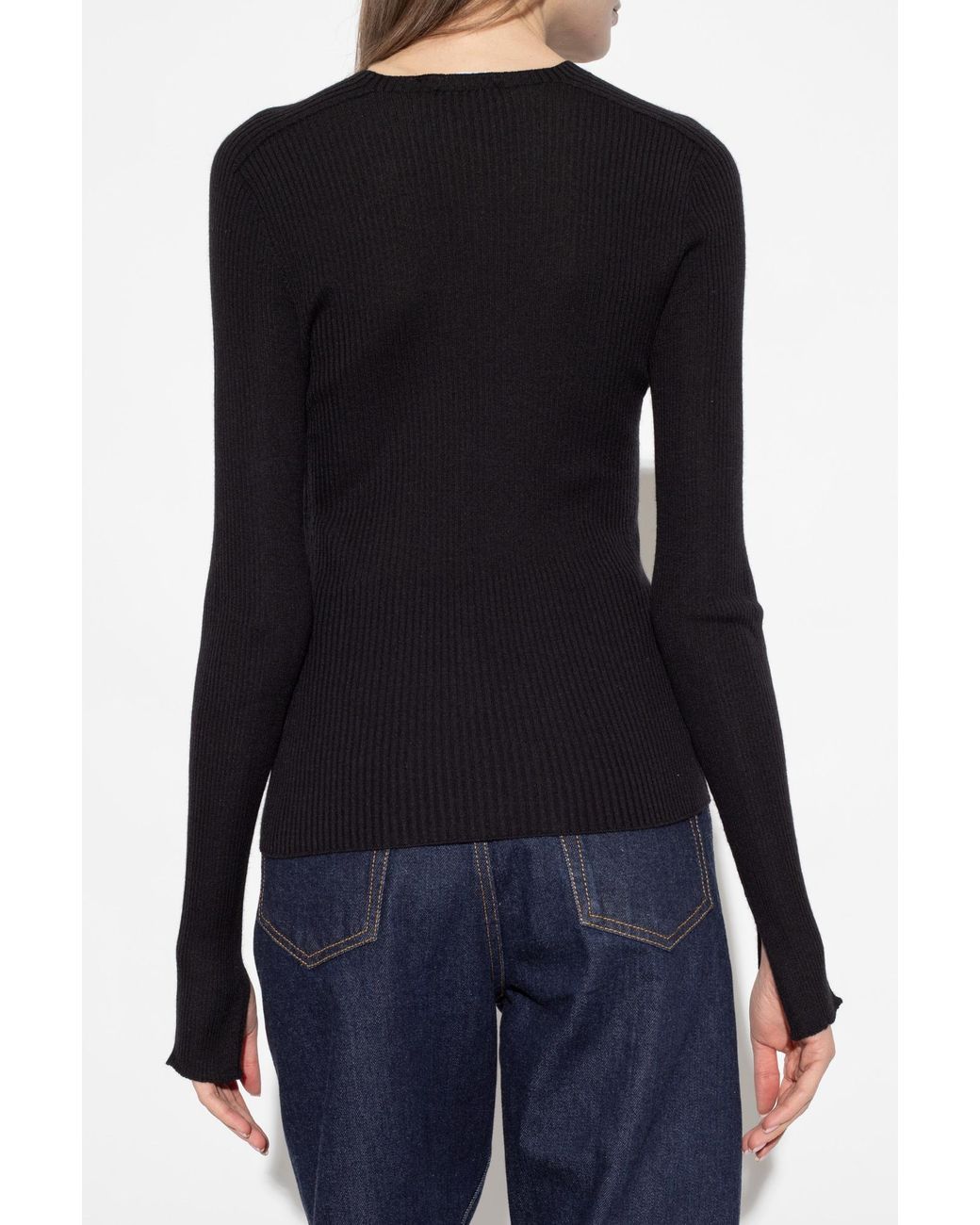 Lanvin Black Ribbed Crewneck Jumper