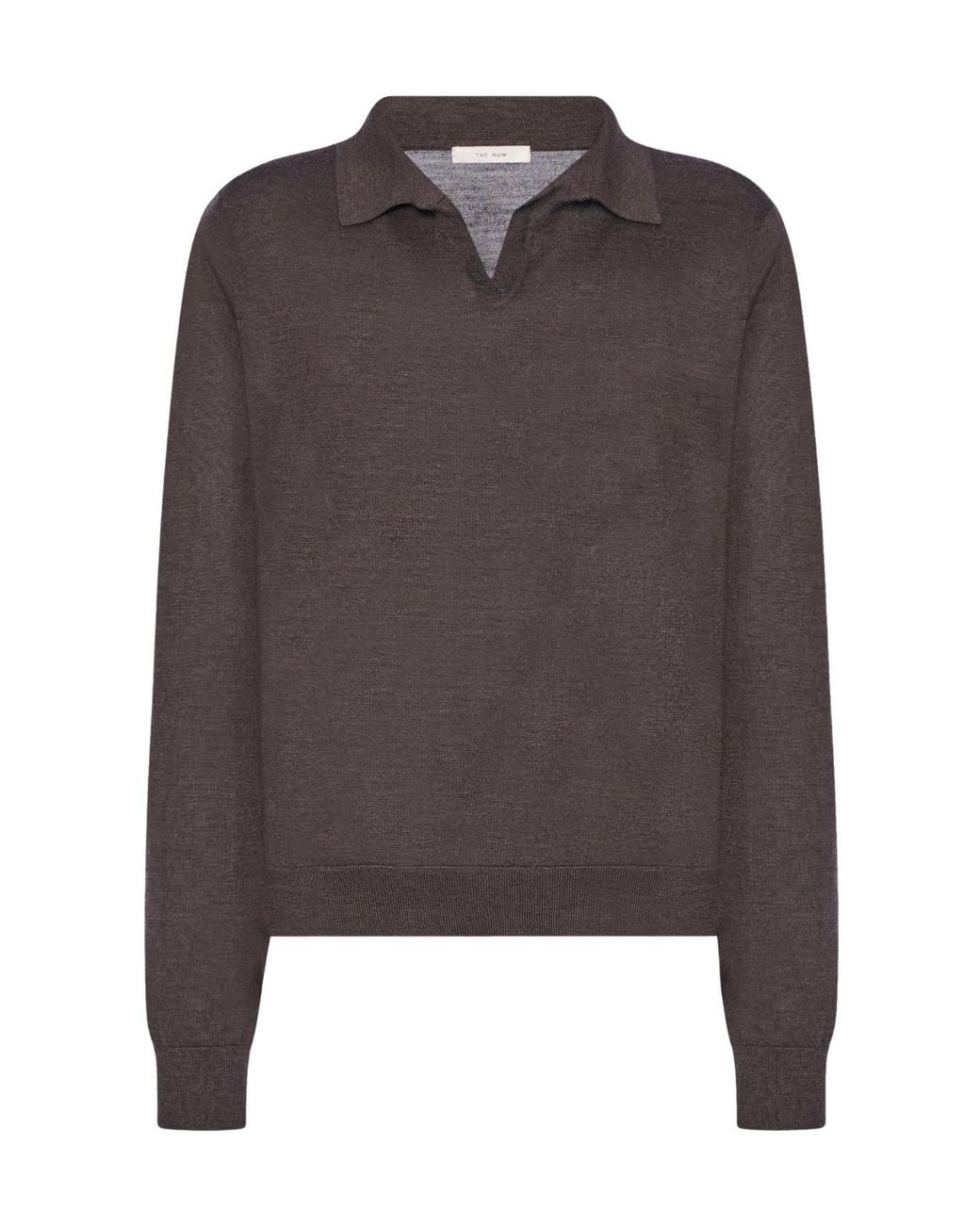 The Row Brown Collared V-Neck Knitted Sweater