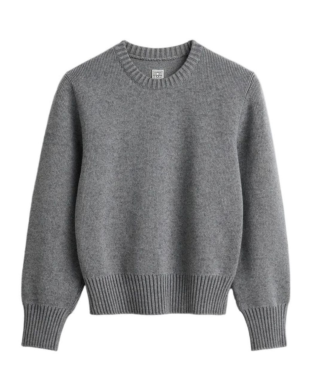 Totême Gray Cropped Knit Sweater