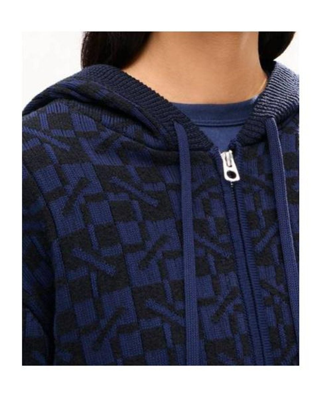 KENZO Blue 'Gram' Knitted Zip-Up Cardigan