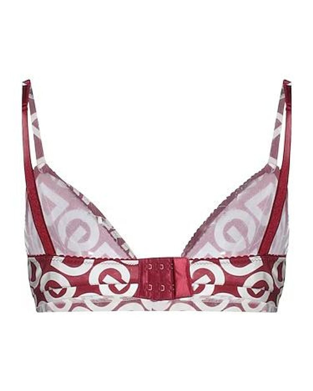 Dolce & Gabbana Red Logo Print Lace Bra