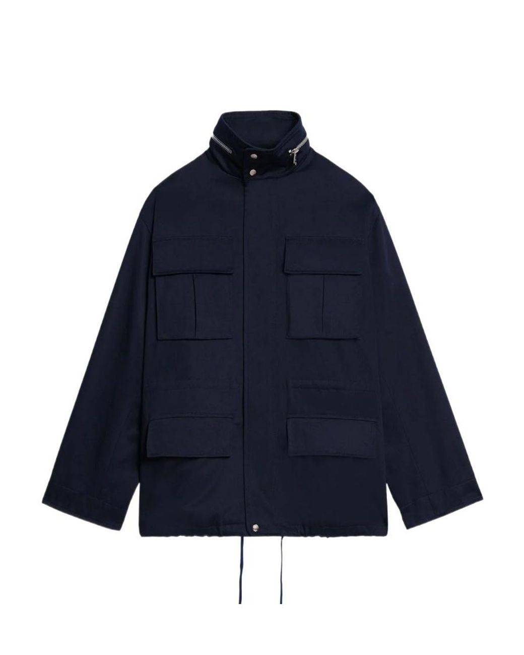 AMI Blue Ami High-Neck Zip-Up Jacket for men