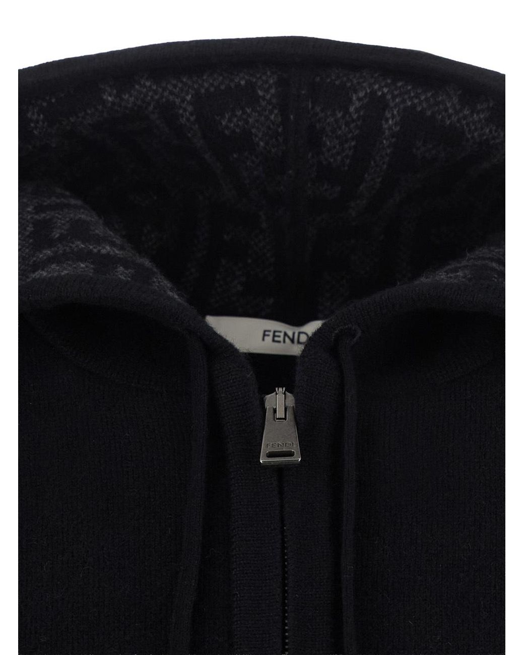 Fendi Black Zip-Up Hooded Sweatshirt for men