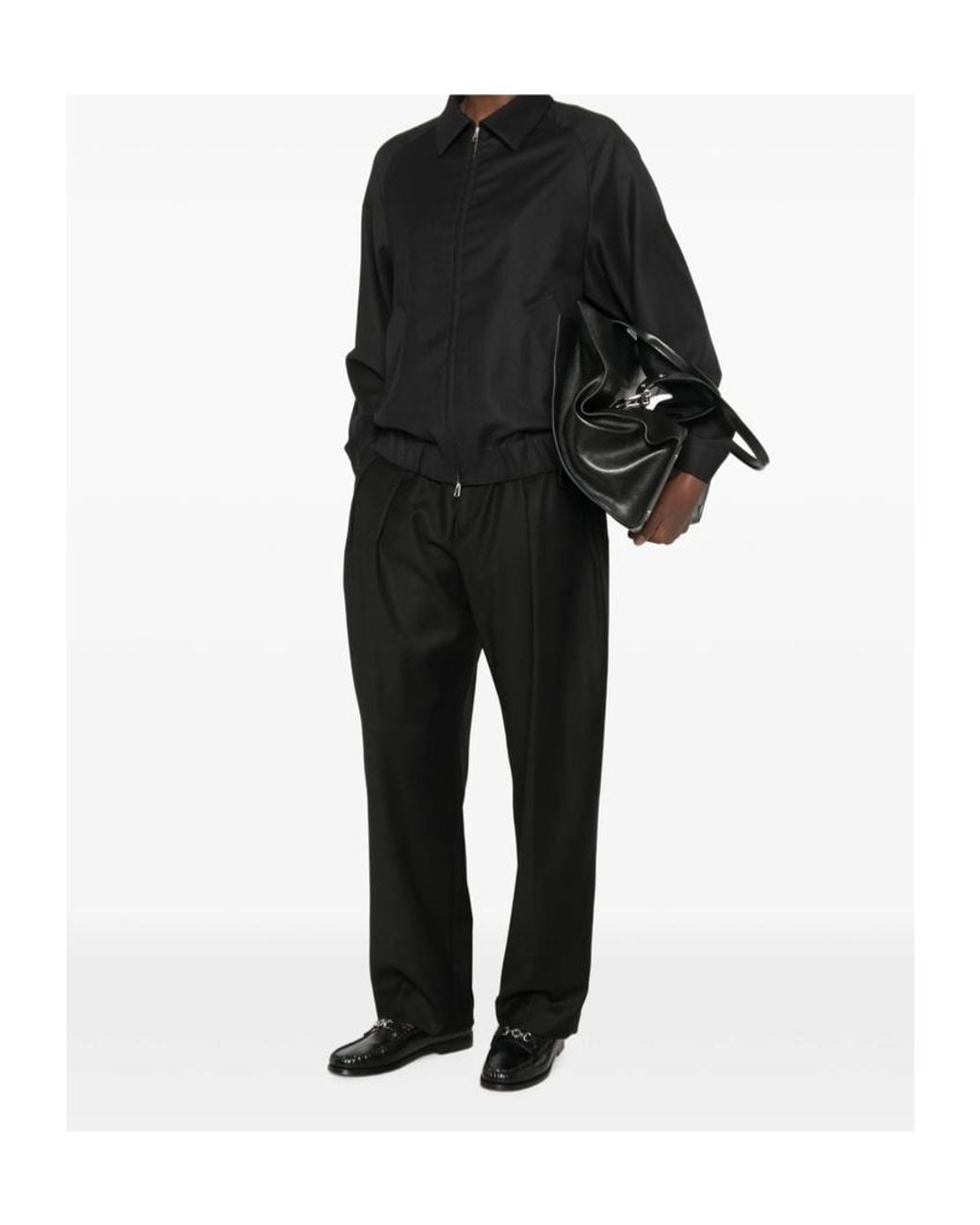 Barena Black Pleated Cropped Barrelleg Trousers