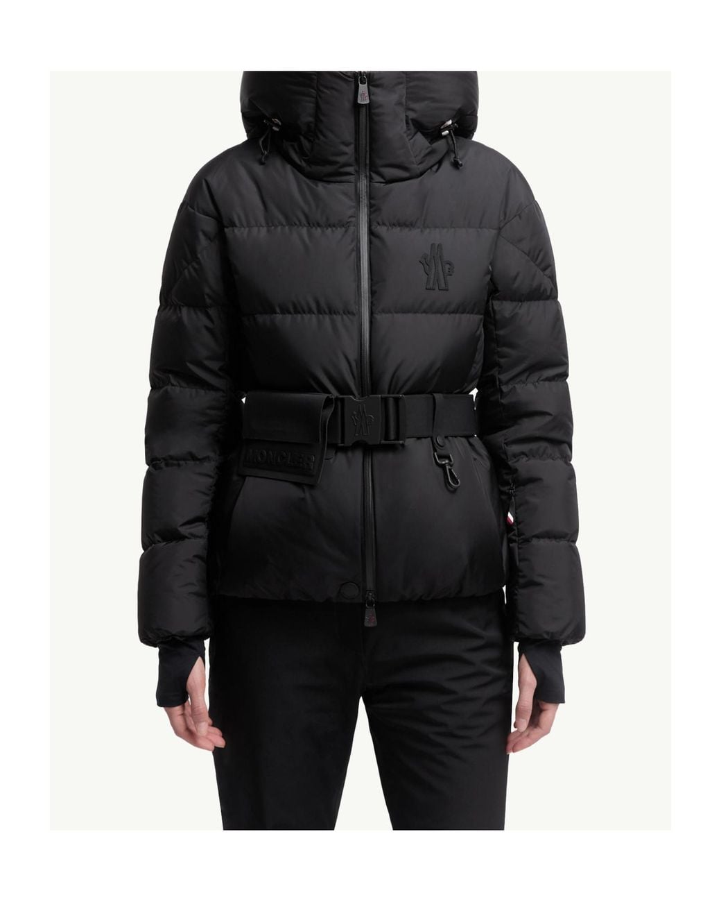 Moncler Black Grenoble Belted Hooded Down Jacket
