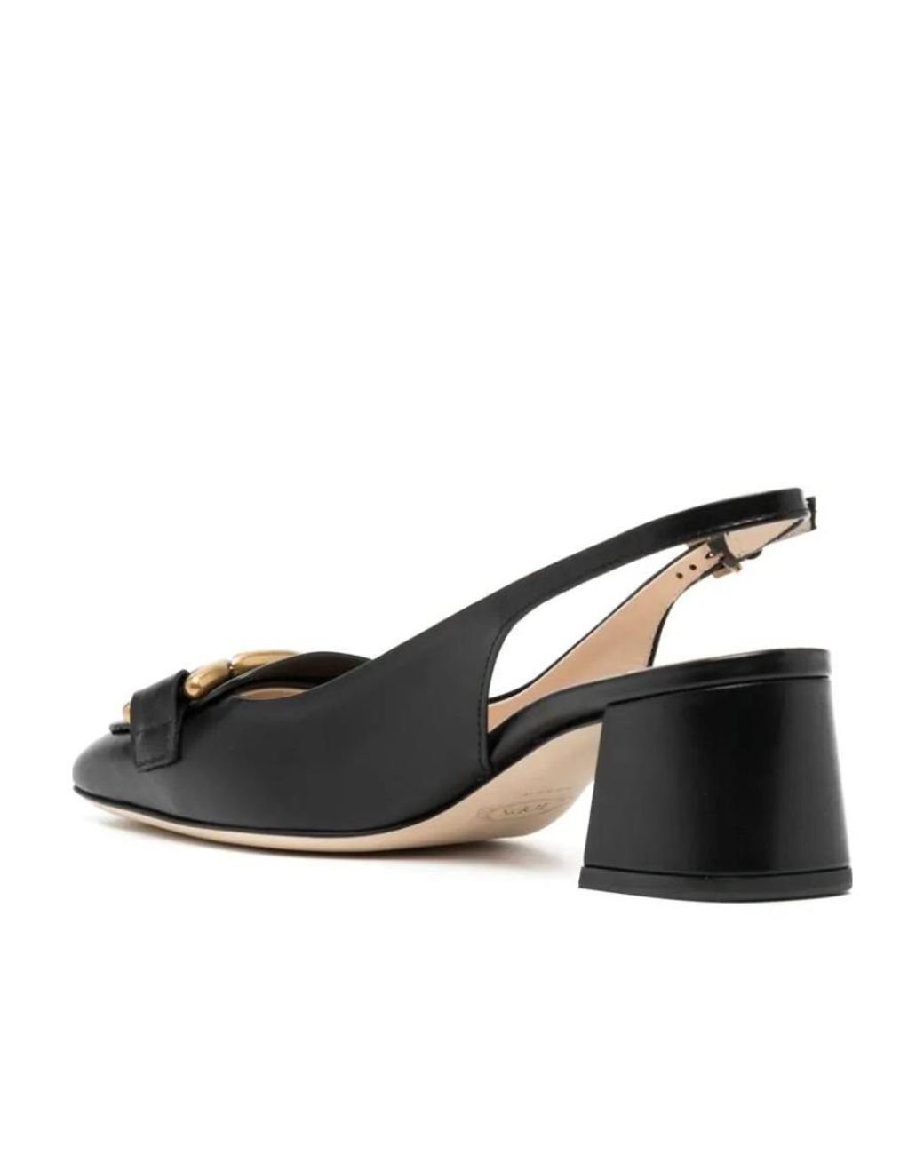 Tod's Black Kate Logo Plaque Slingback Pumps