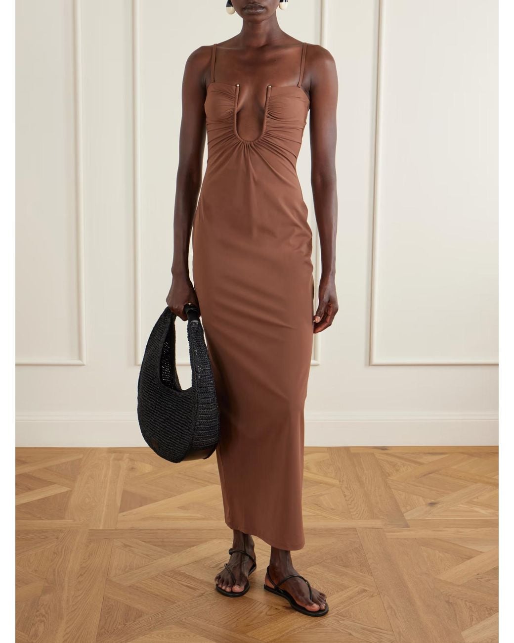 Christopher Esber Brown Pleated Dress