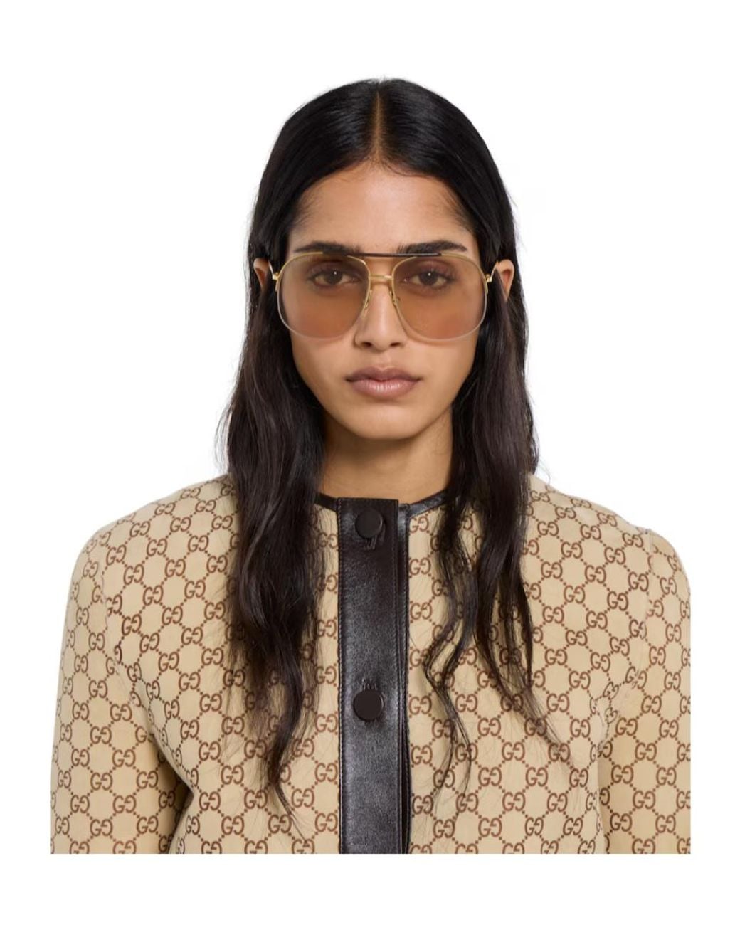 Gucci Metallic Eyewear Aviator Frame Sunglasses