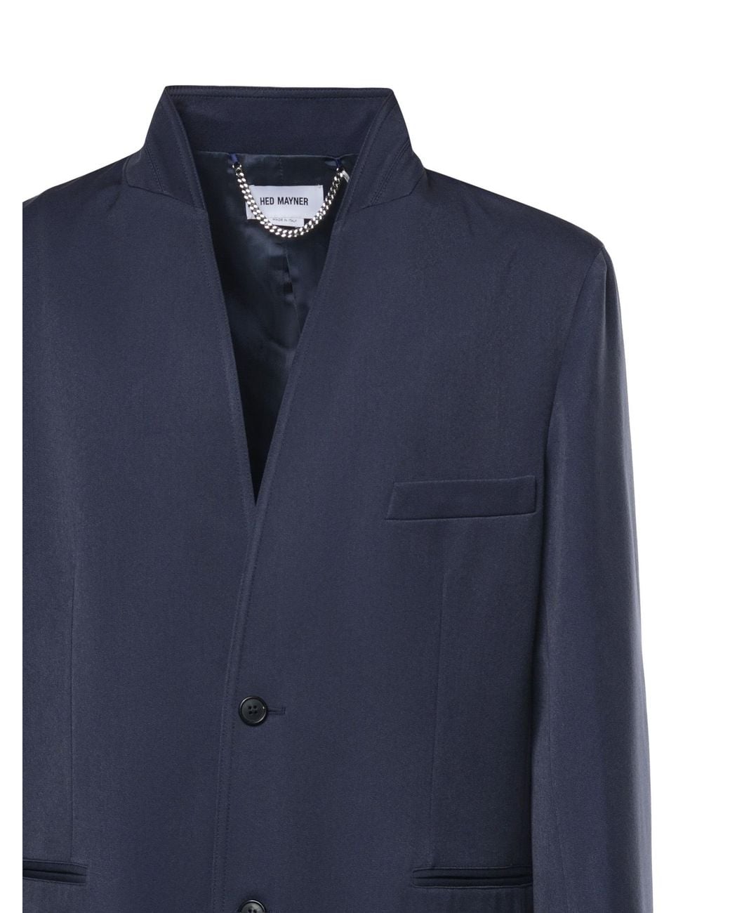Hed Mayner Blue Stand Collar Two-Button Blazer for men