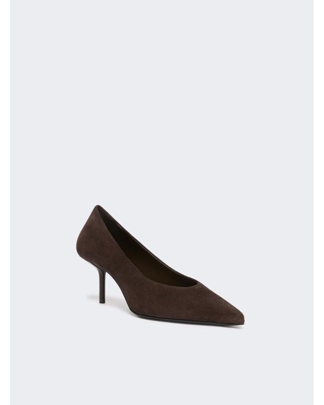 Max Mara Brown Split Calf Leather Court Shoes