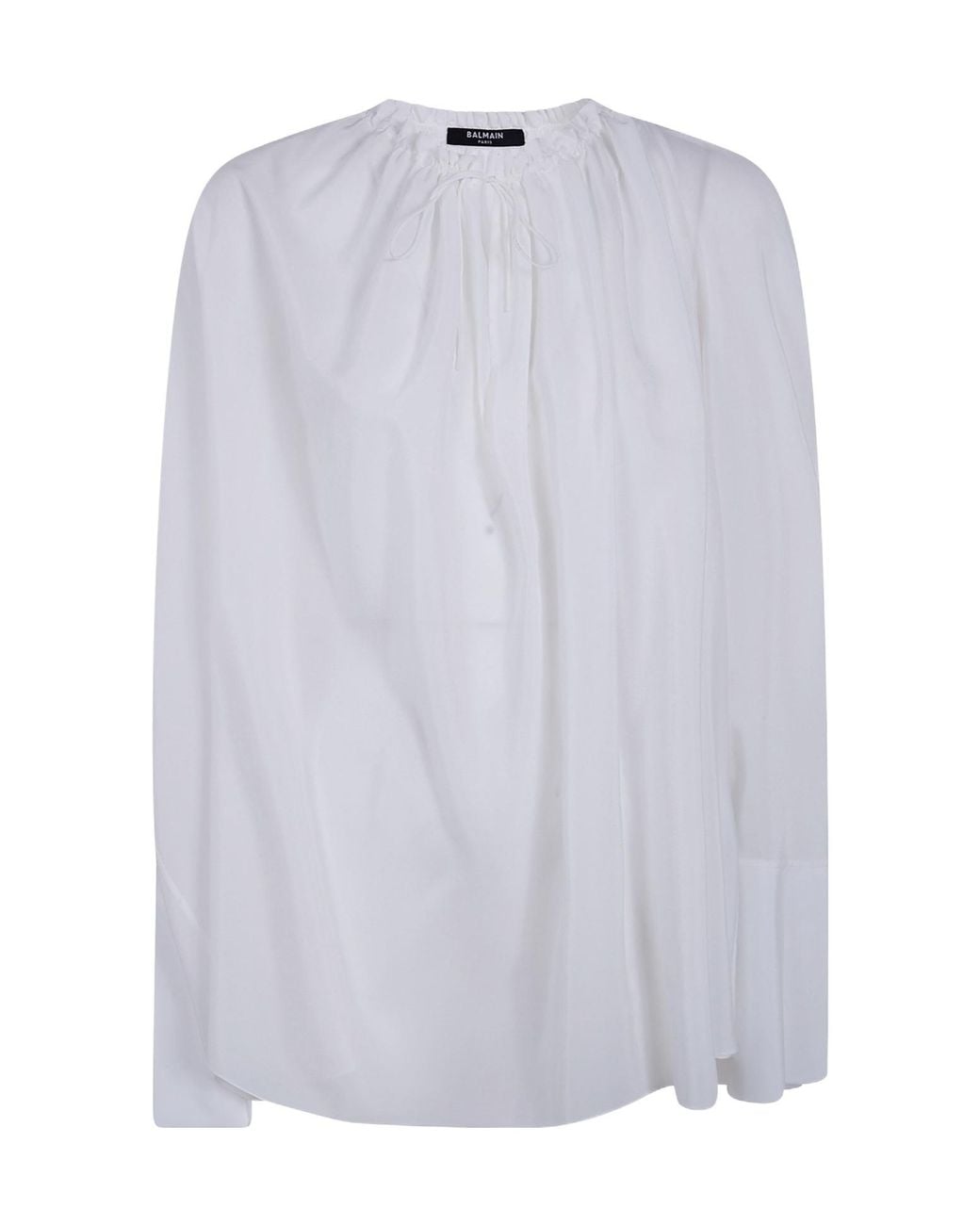 Balmain Blue Ruched Detail Crepe Blouse