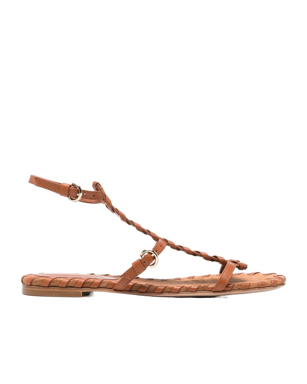 Gianvito Rossi Brown Braided-Trim Sandals
