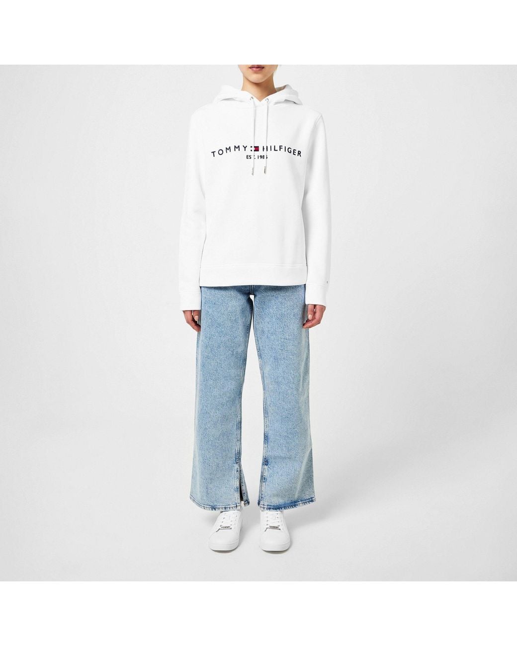 Tommy Hilfiger White Drawstring Hoodie