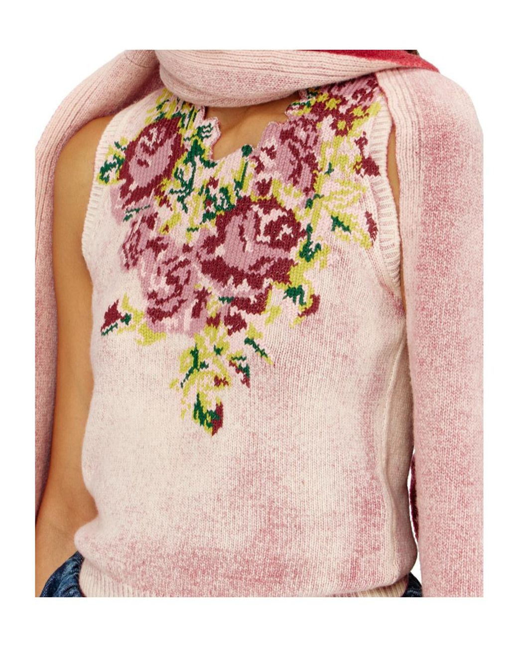 DIESEL Pink Raris Floral Knit Tank Top