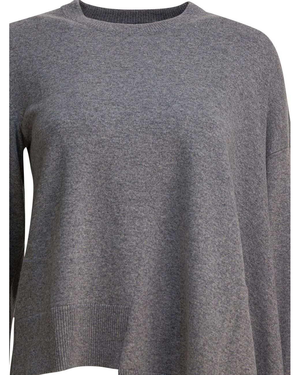 McQueen Gray Asymmetric Hem Crewneck Jumper