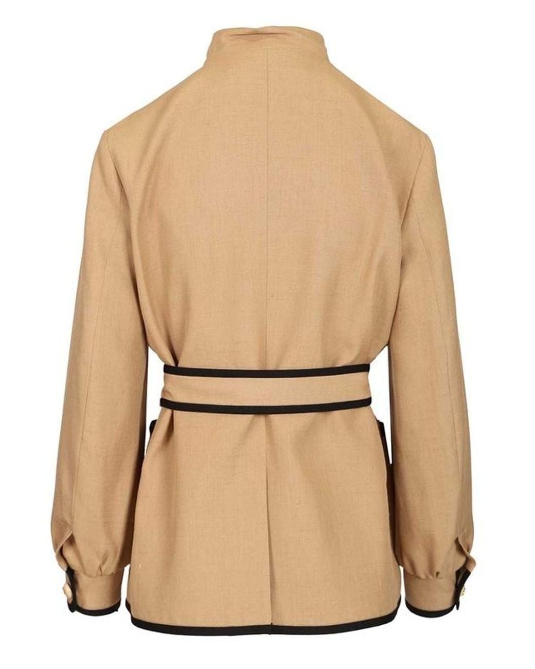 Valentino Natural Belted Button-Up Jacket