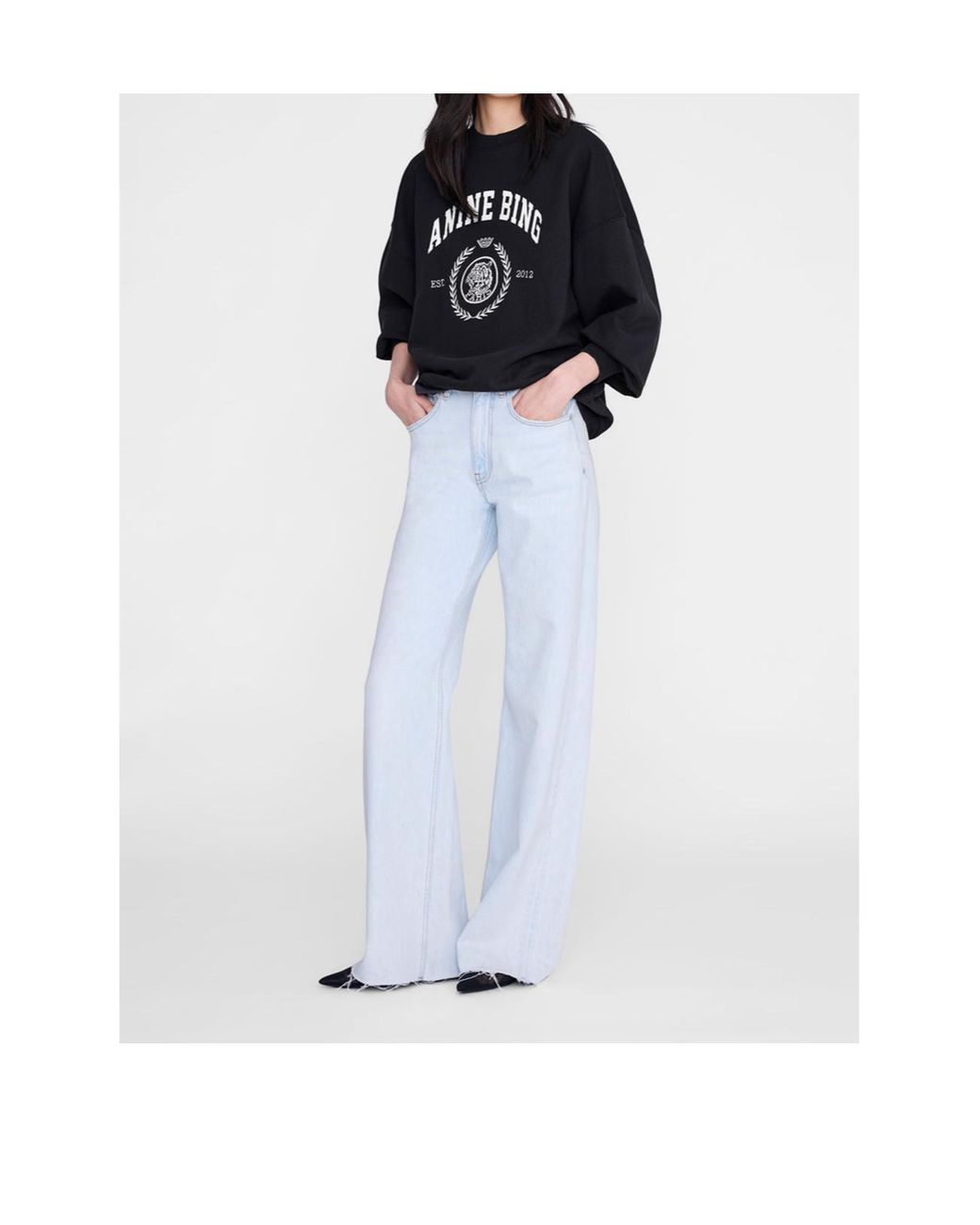 Anine Bing Black Miles Logo Sweatshirt