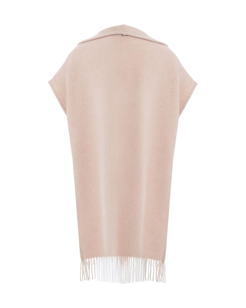Herno Natural Quilted Fringe Poncho Jacket