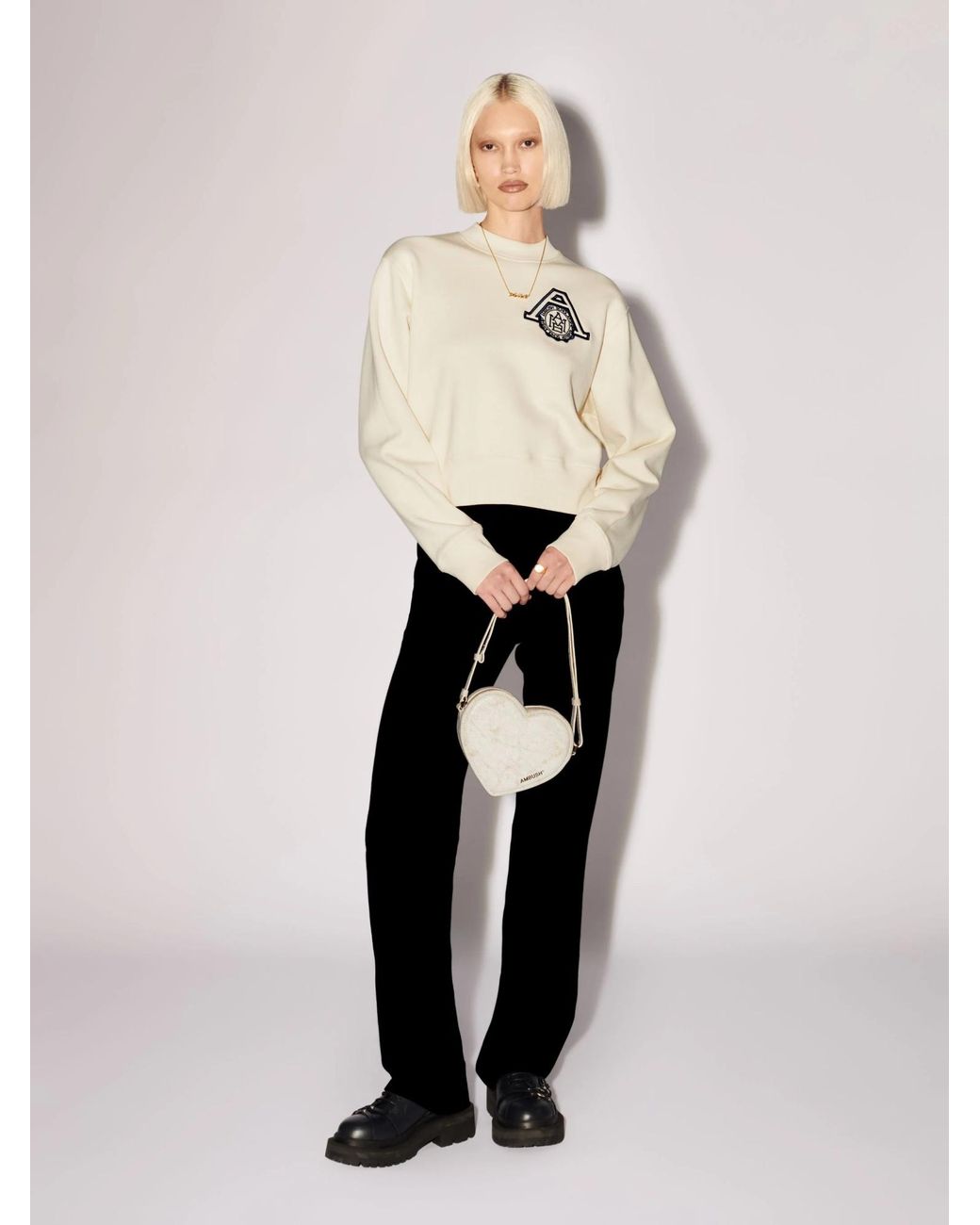 Ambush White Scholarship Cropped Sweatshirt