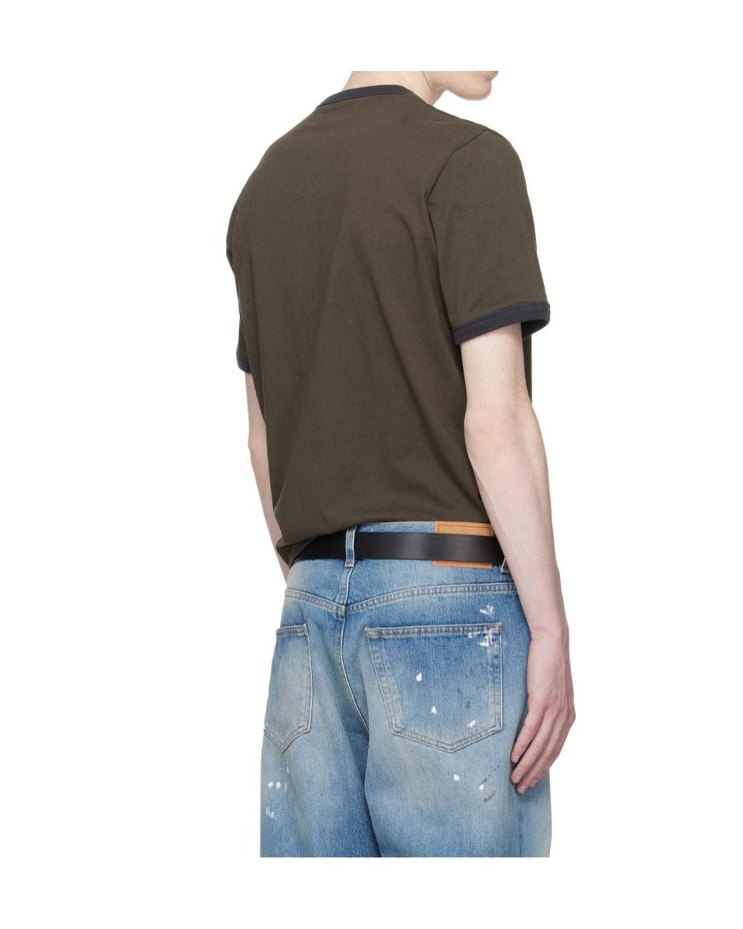 Jeanerica Brown Contrast-Trim T-Shirt for men