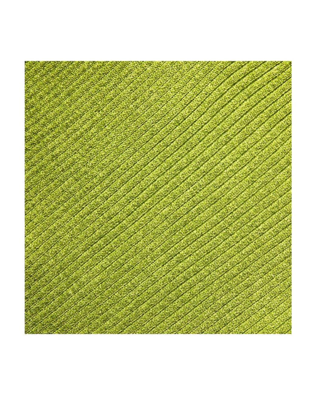 Self-Portrait Green Lurex Knitted Off-Shoulder Top