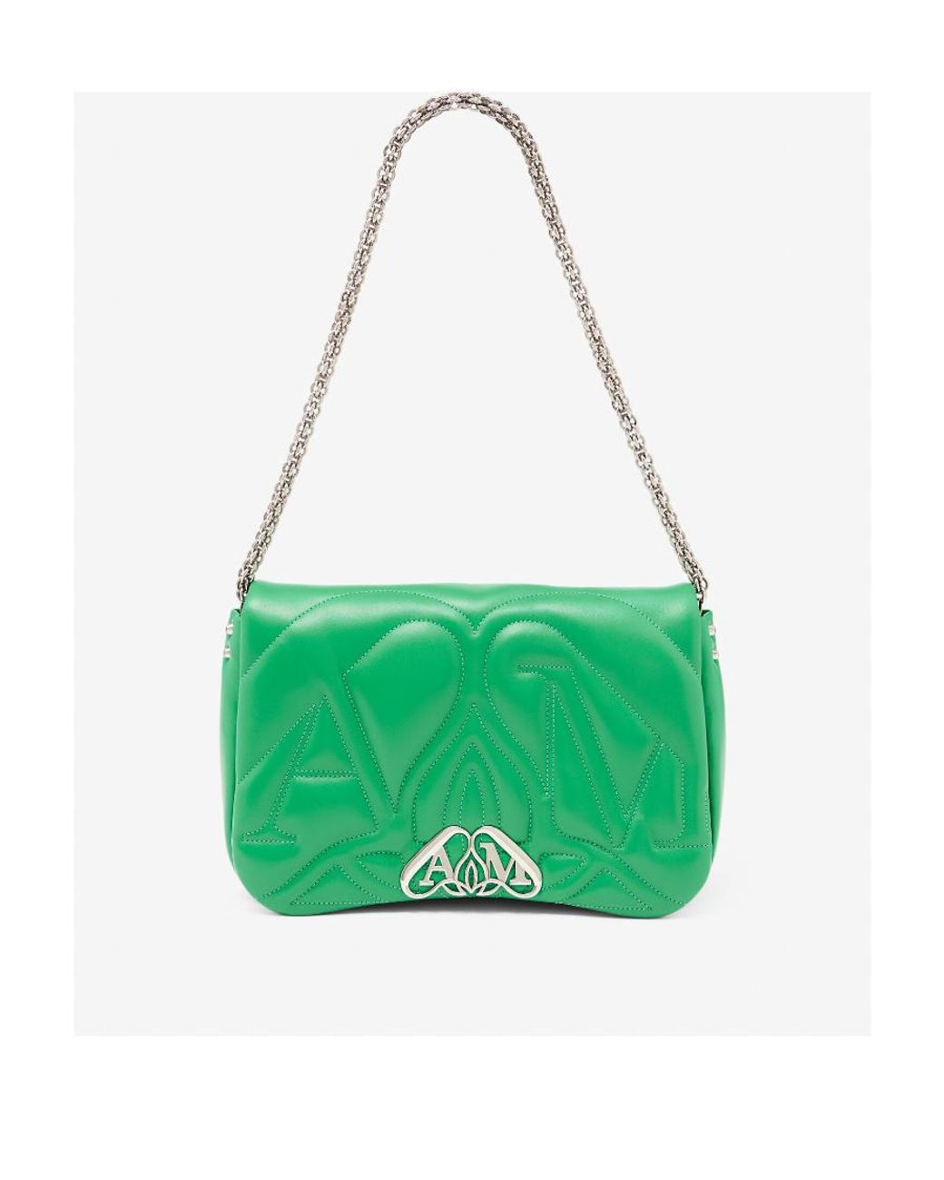 McQueen Green The Seal Quilted Shoulder Bag