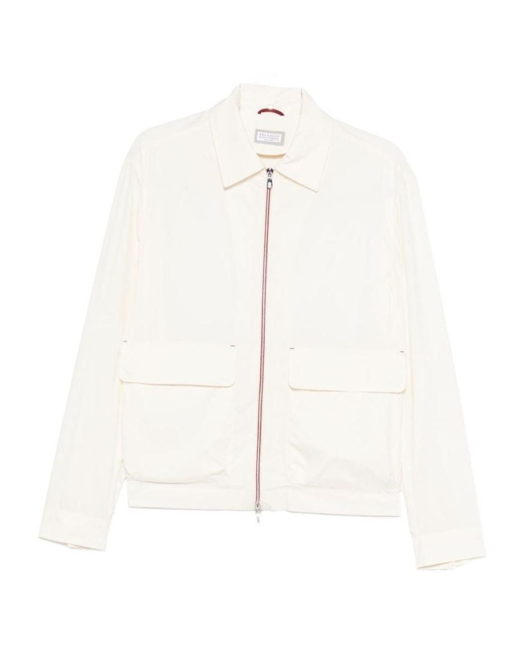 Brunello Cucinelli White Flap-Pocket Zip Jacket for men