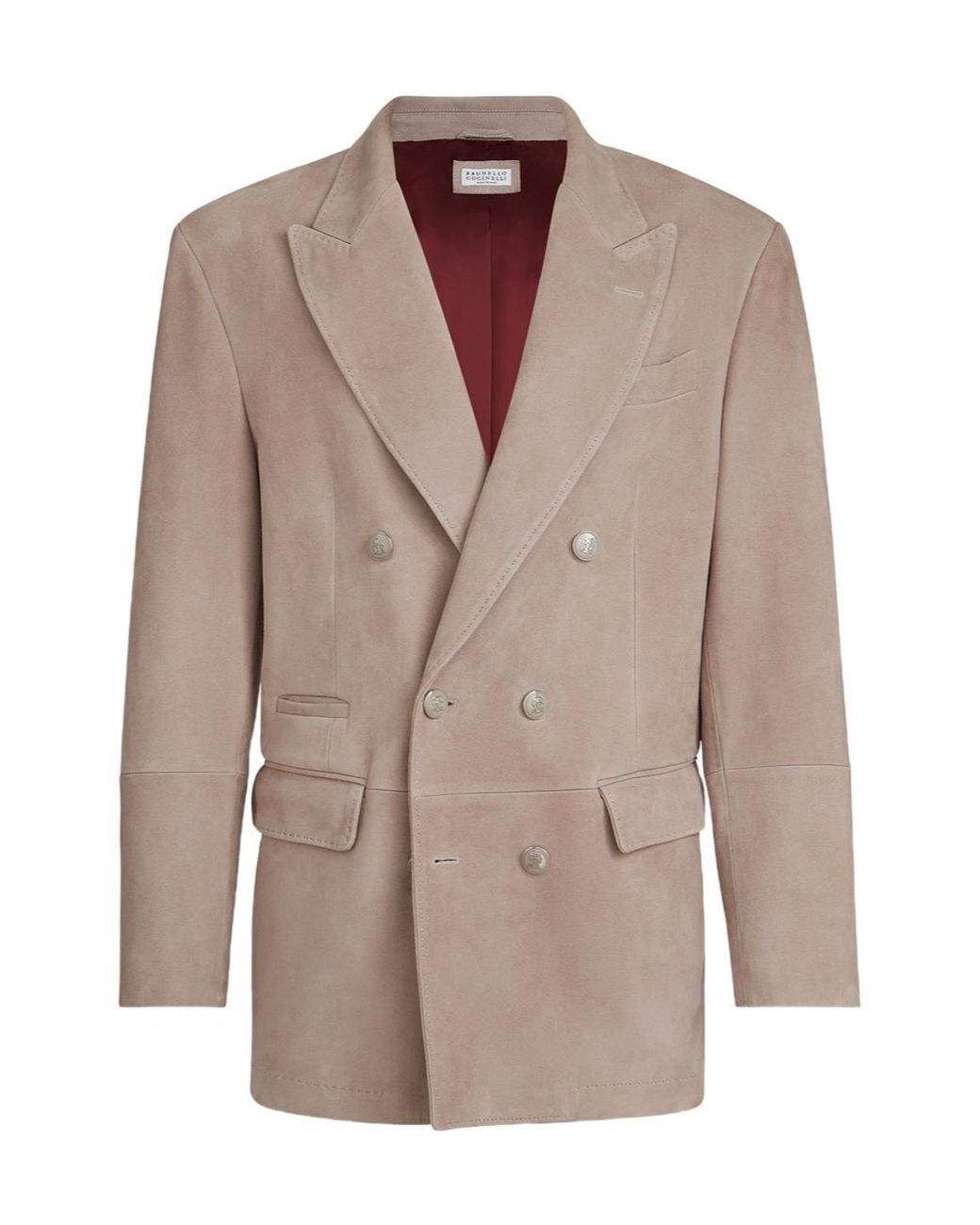 Brunello Cucinelli Brown Country Suede One-And-A-Half Breasted Blazer With Metal Buttons for men