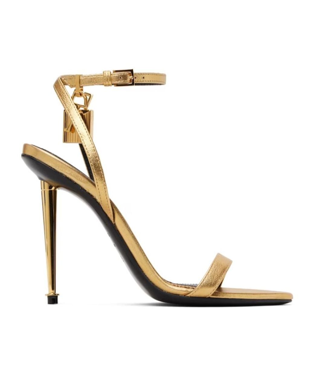 Tom Ford Metallic Laminated Padlock Pointy Sandals