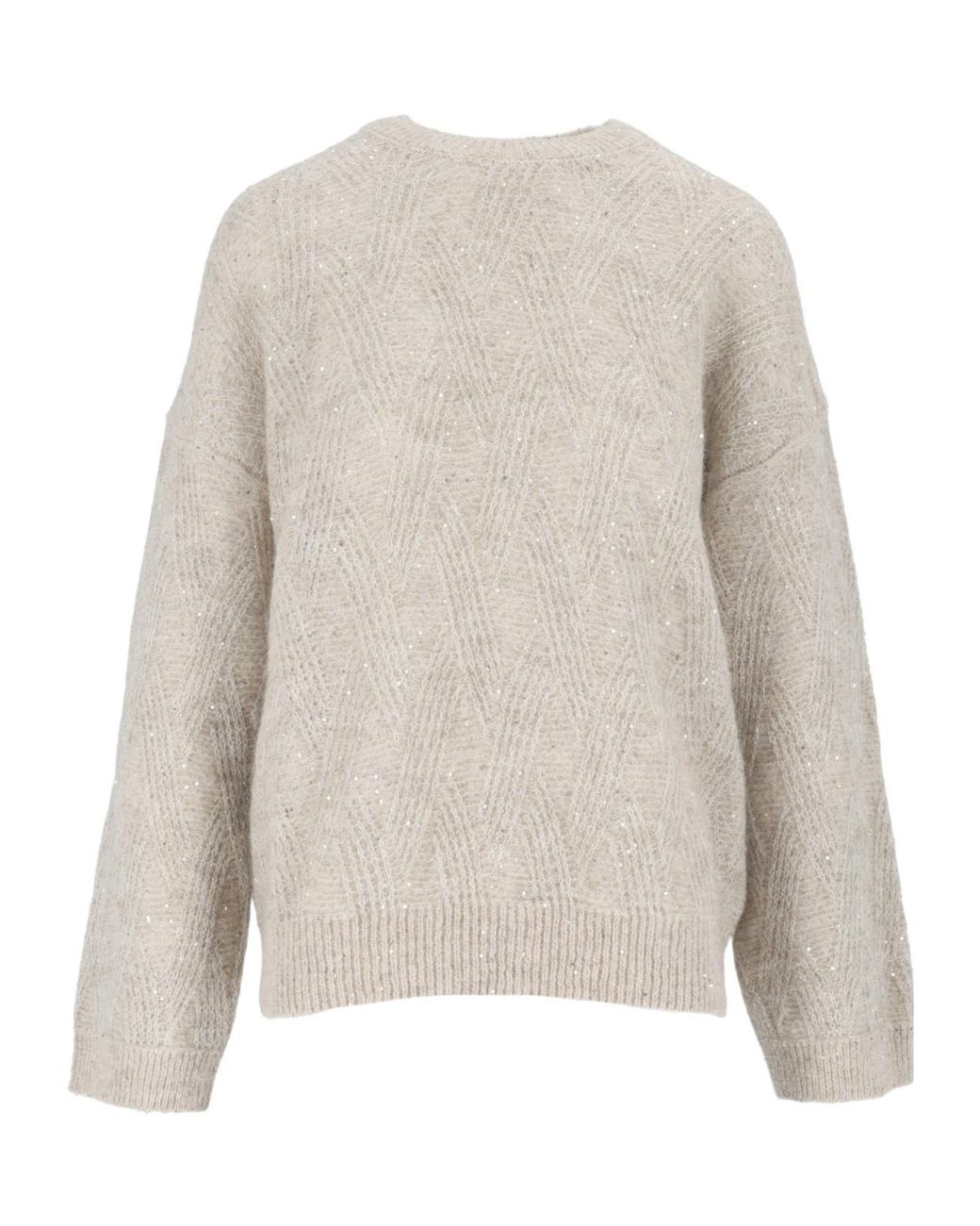 Peserico White Diamond-Knit Crewneck Jumper