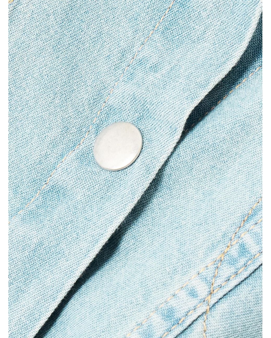 Sea Blue Patchwork Denim Shirt