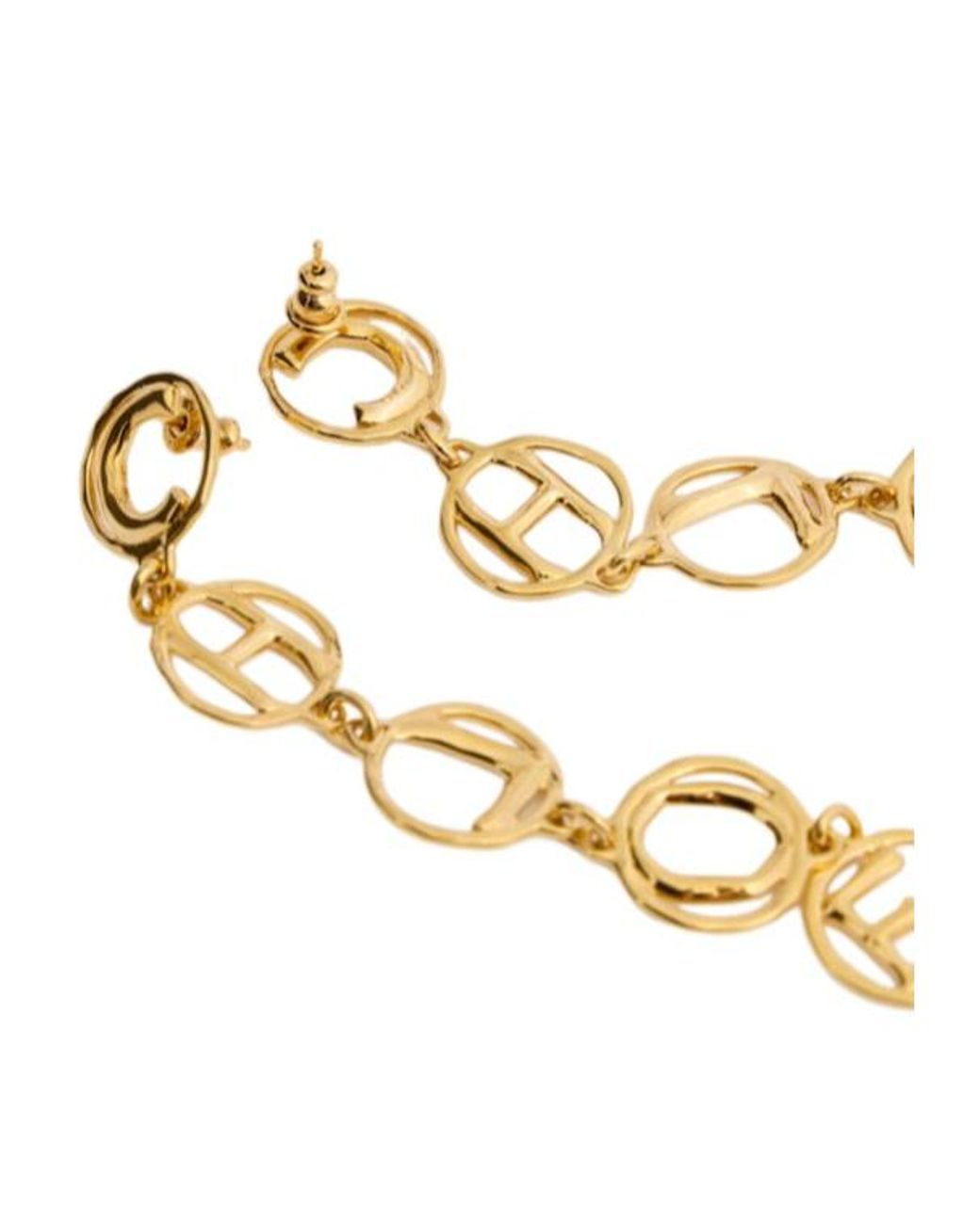 Chloé Metallic Script Long Earrings