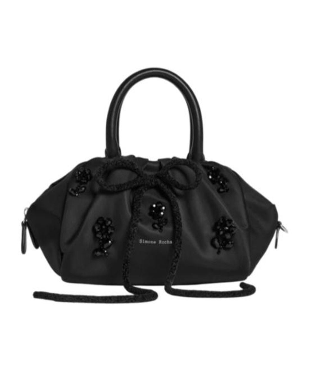 Simone Rocha Black Embroidered Decorations Logo Clutch Bag