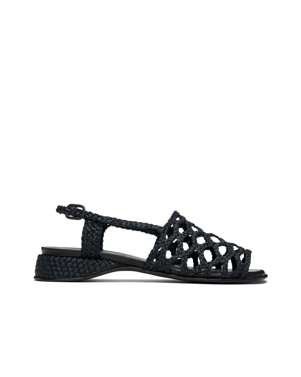Hereu Black Alzira Woven-Detail Sandals