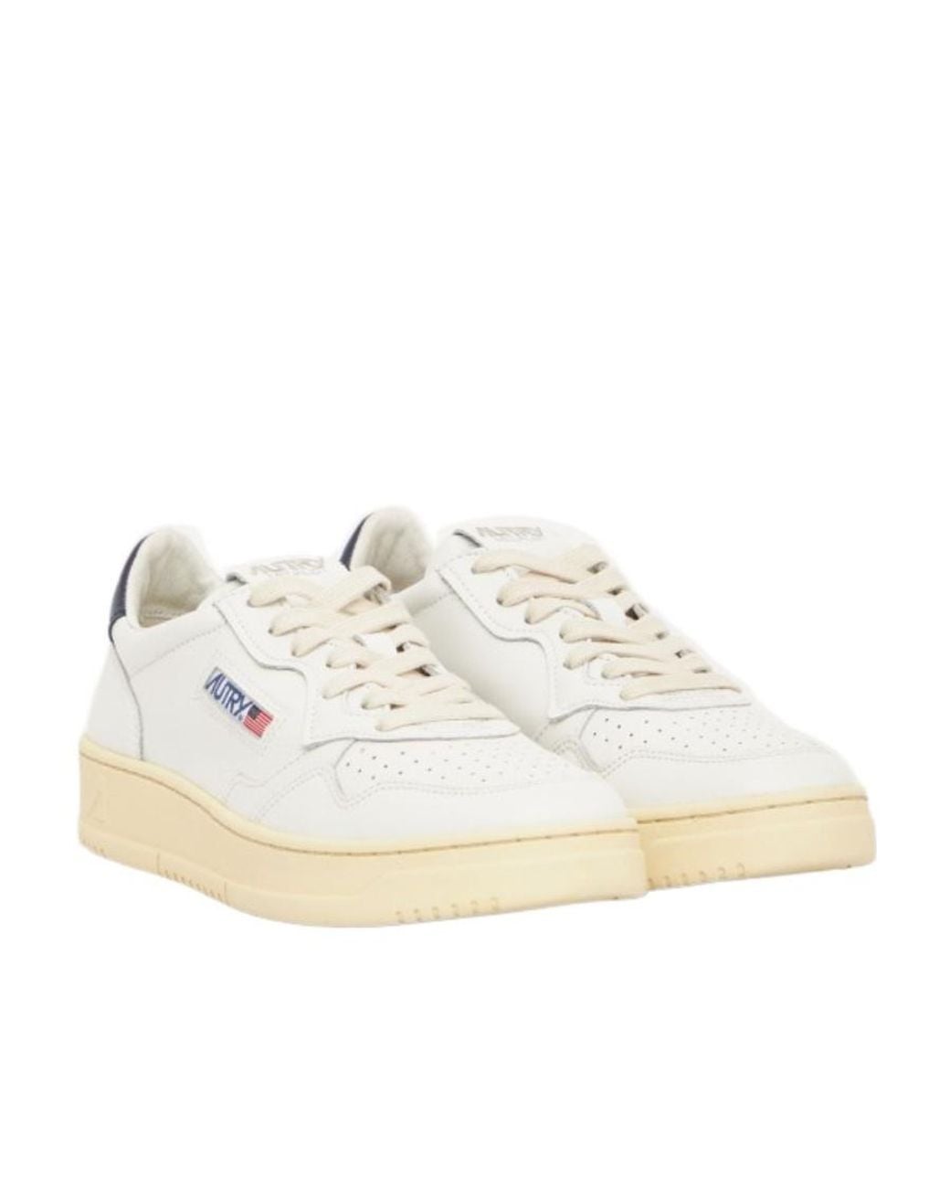 Autry White Perforated Low-Top Sneakers for men
