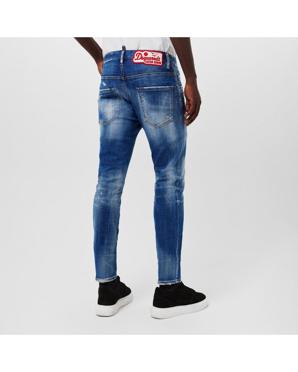 DSquared² Blue Vintage Washed Ripped Tapered Jeans for men