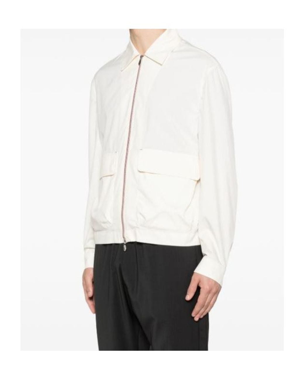 Brunello Cucinelli White Flap-Pocket Zip Jacket for men