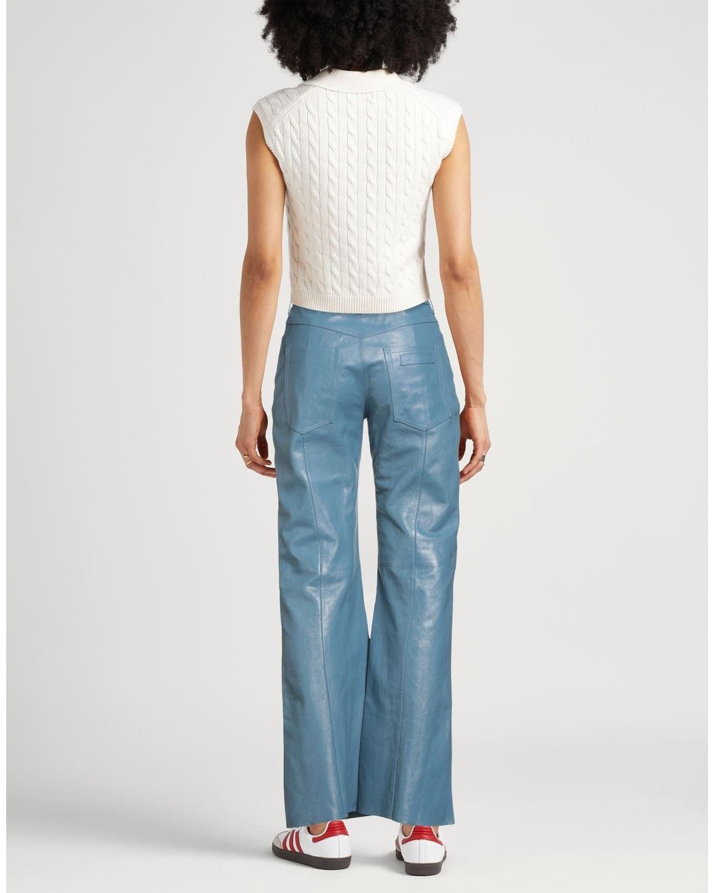 Marni Blue Plain Colour Leather Trouser
