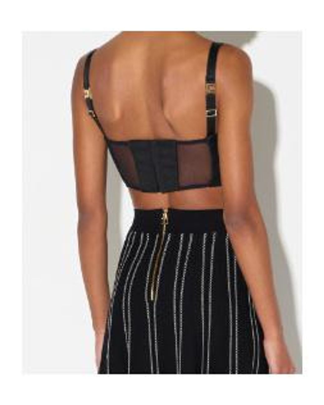 Elisabetta Franchi Black Sheer Panel Bustier Top